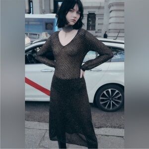 NWT ZARA METALLIC THREAD KNIT DRESS
